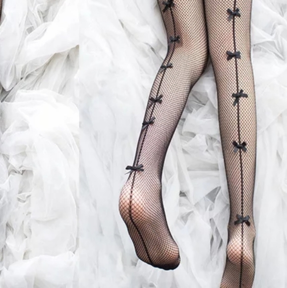 Sweet Bows Fishnet Tights - Picture 2 of 3